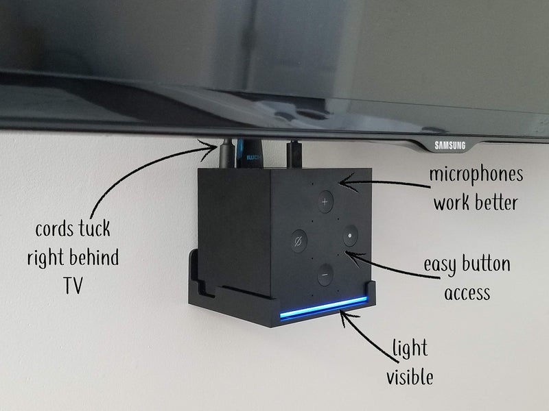 Dot Genie Easy Hanging Fire TV Cube Wall Mount (Fits 1st & 2nd Gen and New 3rd Gen Fire TV Cube) | Updated for More Support | Totally Hides Cords | Improves Visibility | Quick Install - Image 2